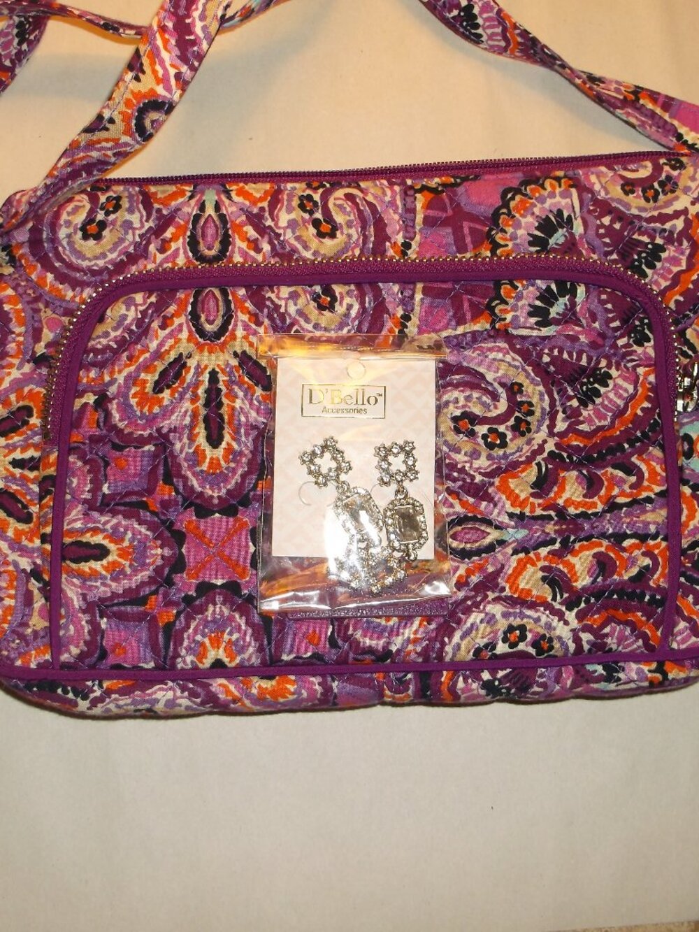 Vera Bradley Quilted RFID Crossbody Wallet Bag + NWT Earrings Set – ✈️